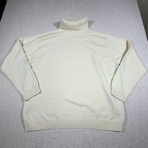 Woolovers Men XL Cream Turtleneck Long Sleeve Pullover Wool Knit Winter Sweater - Picture 2 of 7